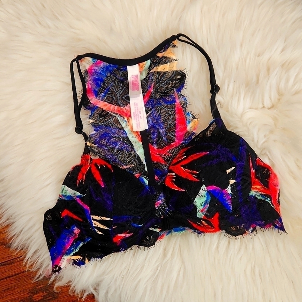 Black Lace PINK Racerback Bra